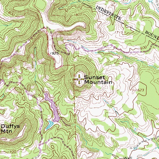 Topographic Map of Sunset Mountain, TX