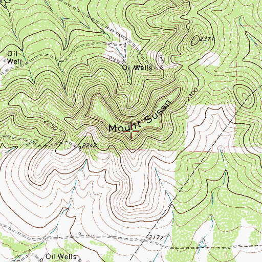 Topographic Map of Mountain Susan, TX