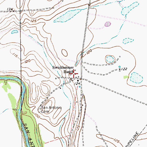 Topographic Map of Swickheimer Ranch, TX