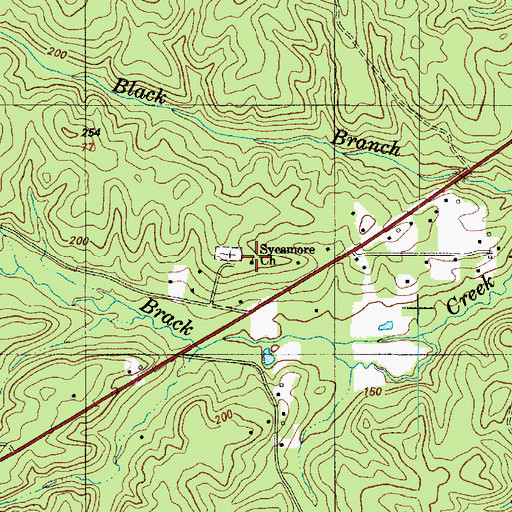 Topographic Map of Sycamore Church, TX