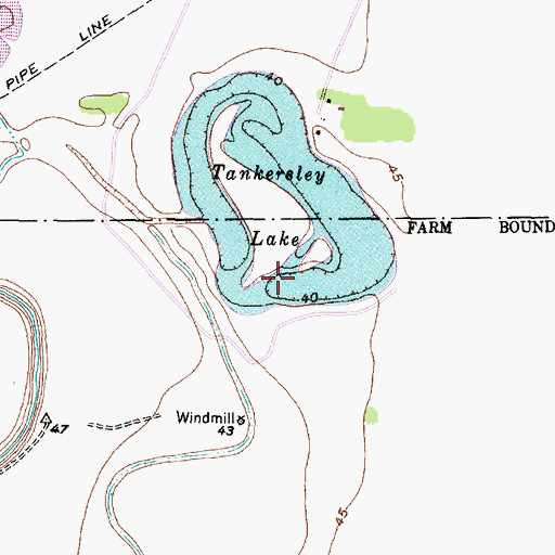Topographic Map of Tankersley Lake, TX