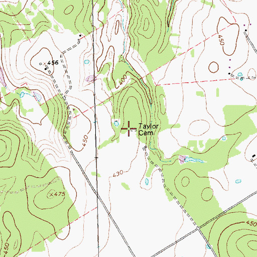Topographic Map of Taylor Cemetery, TX
