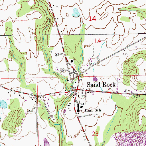 Topographic Map of Sand Rock Cemetery, AL
