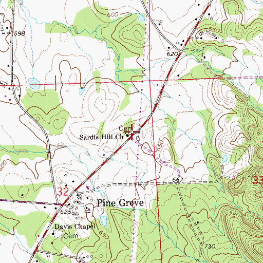 Topographic Map of Sardis Hill Cemetery, AL