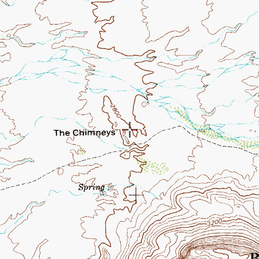 Topographic Map of The Chimneys, TX
