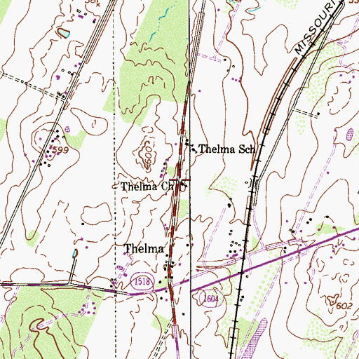 Topographic Map of Thelma Church, TX