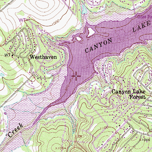 Topographic Map of Tom Creek, TX