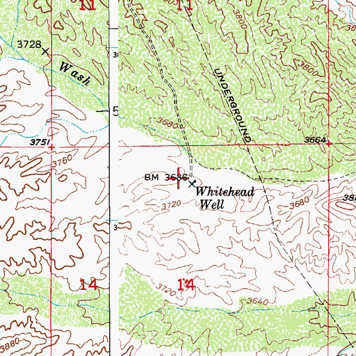 Topographic Map of Whitehead Well, AZ