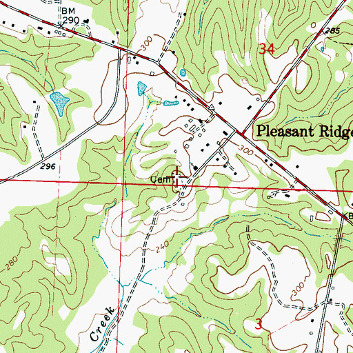 Topographic Map of Pleasant Ridge Church Cemetery, AL