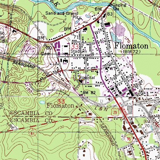 Topographic Map of Abernathy Memorial Hospital (historical), AL