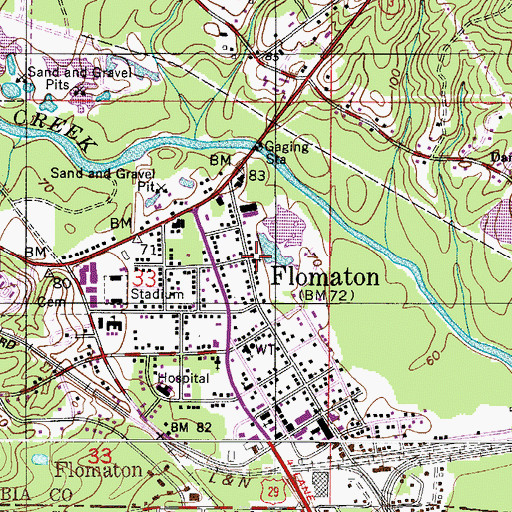 Topographic Map of Flomaton Pentecostal Holiness Church, AL