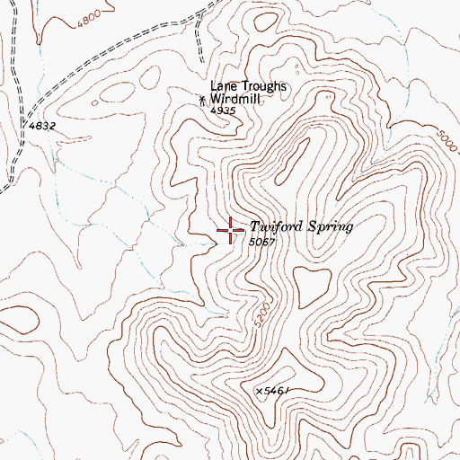 Topographic Map of Twiford Spring, TX