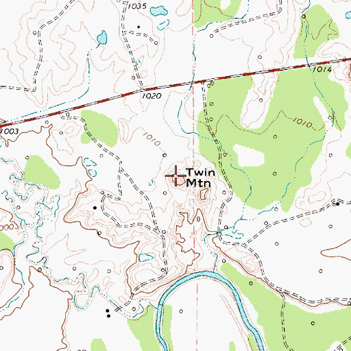 Topographic Map of Twin Mountain, TX