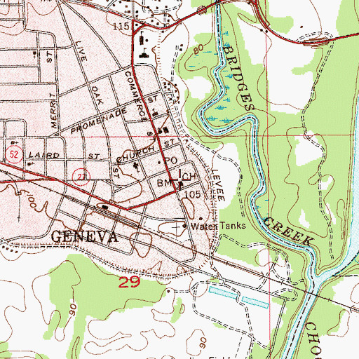 Topographic Map of Geneva County Courthouse, AL