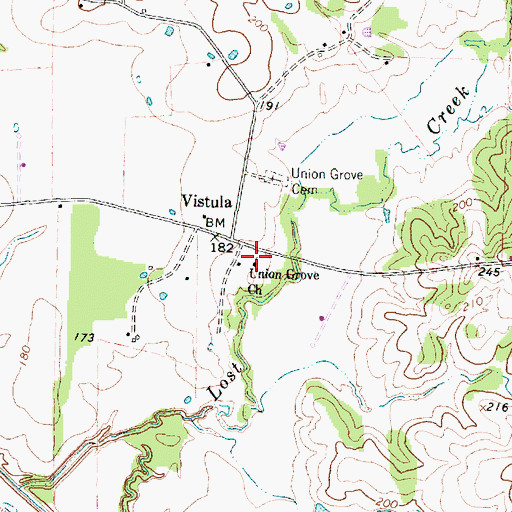 Topographic Map of Union Grove Church, TX