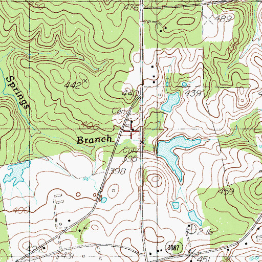 Topographic Map of Union Springs Church, TX