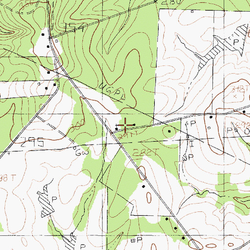 Topographic Map of United Church, TX