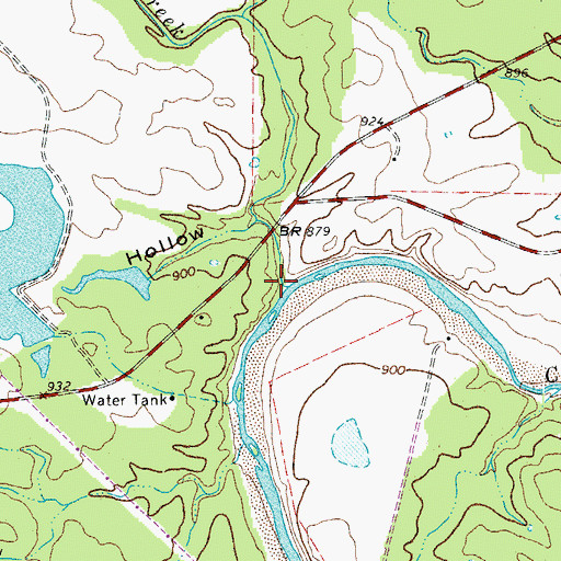 Topographic Map of Upshaw Creek, TX