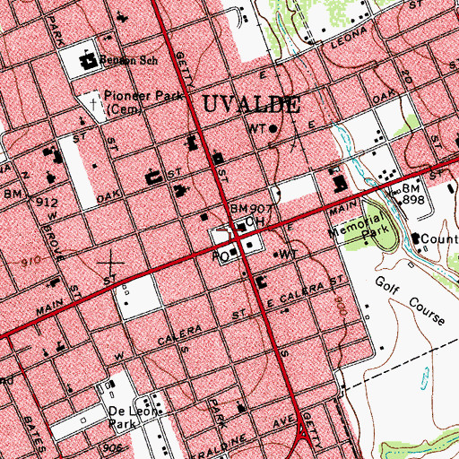 Topographic Map of Uvalde, TX