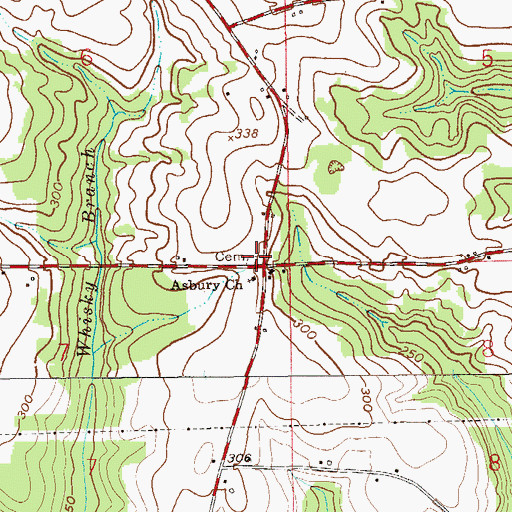 Topographic Map of Asbury Cemetery, AL