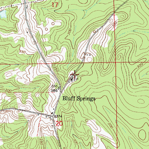 Topographic Map of Bluff Springs Cemetery, AL