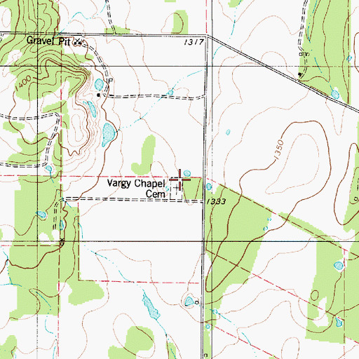 Topographic Map of Vargy Chapel Cemetery, TX