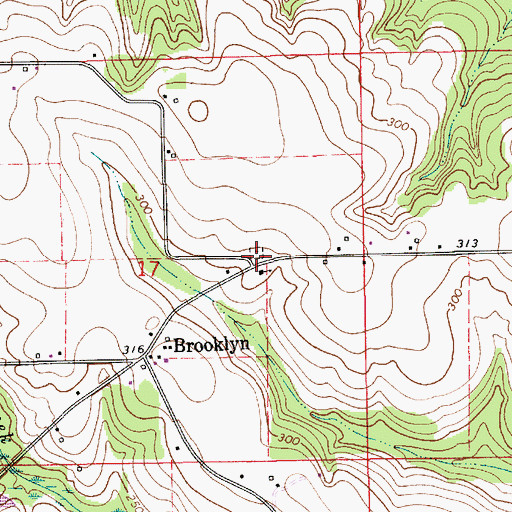 Topographic Map of Brooklyn Cemetery, AL