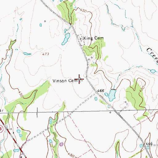 Topographic Map of Vinson Cemetery, TX