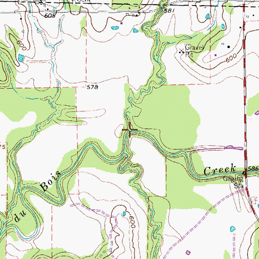 Topographic Map of Walnut Branch, TX