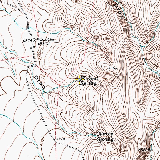 Topographic Map of Walnut Spring, TX