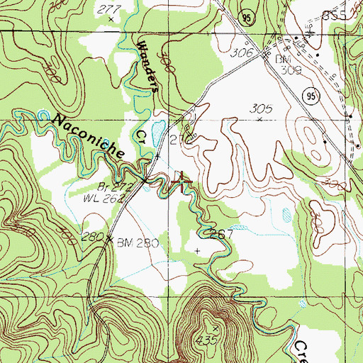 Topographic Map of Wanders Creek, TX