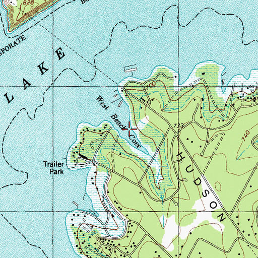 Topographic Map of West Beach Cove, TX