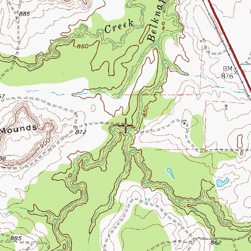 Topographic Map of West Belknap Creek, TX
