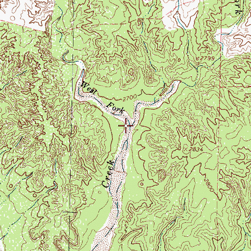 Topographic Map of West Fork Deer Creek, TX