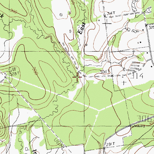 Topographic Map of West Fork Indian Creek, TX