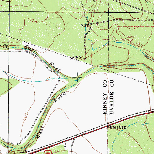 Topographic Map of West Fork Turkey Creek, TX