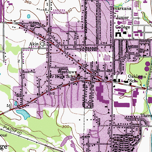 Topographic Map of Westlawn Junior High School, TX
