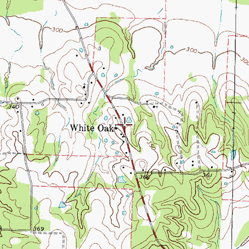 Topographic Map of White Oak, TX