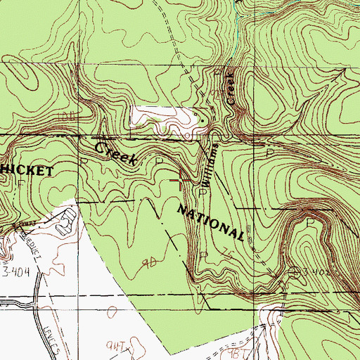 Topographic Map of Williams Creek, TX
