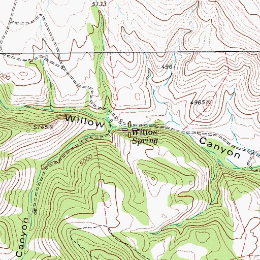 Topographic Map of Willow Spring, TX