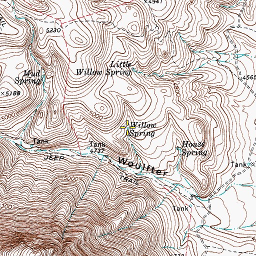 Topographic Map of Willow Spring, TX