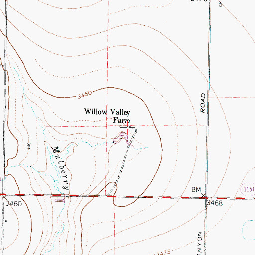 Topographic Map of Willow Valley Farm, TX