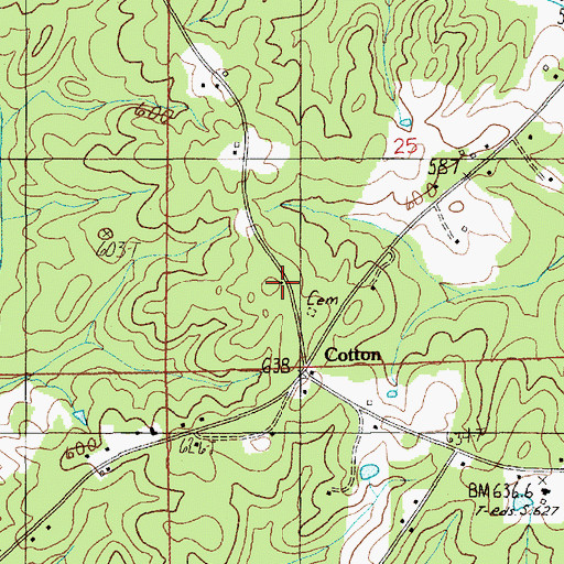 Topographic Map of Cotton Cemetery, AL