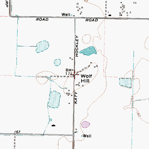 Topographic Map of Wolf Hill, TX