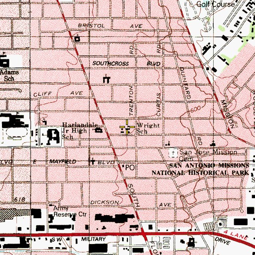 Topographic Map of Wright School, TX