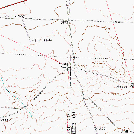 Topographic Map of Yantis Ranch, TX