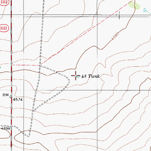 Topographic Map of Fortythree Tank, TX