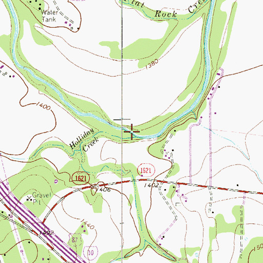Topographic Map of Holliday Creek, TX