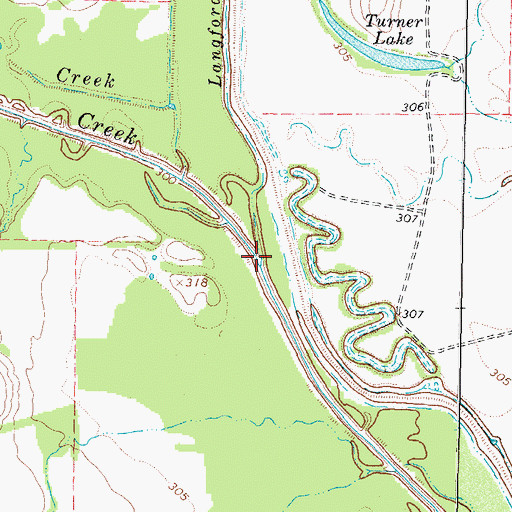 Topographic Map of Langford Creek, TX