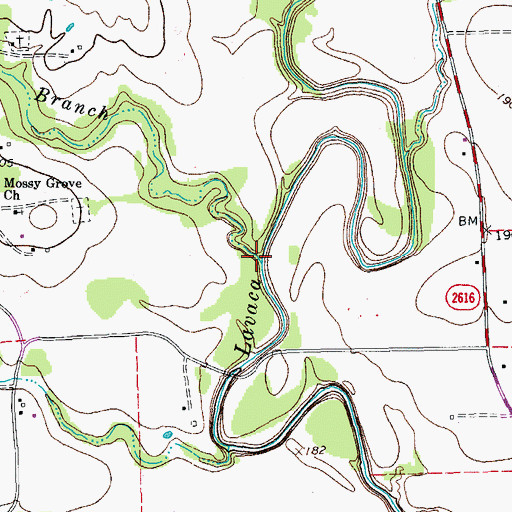 Topographic Map of Adams Branch, TX